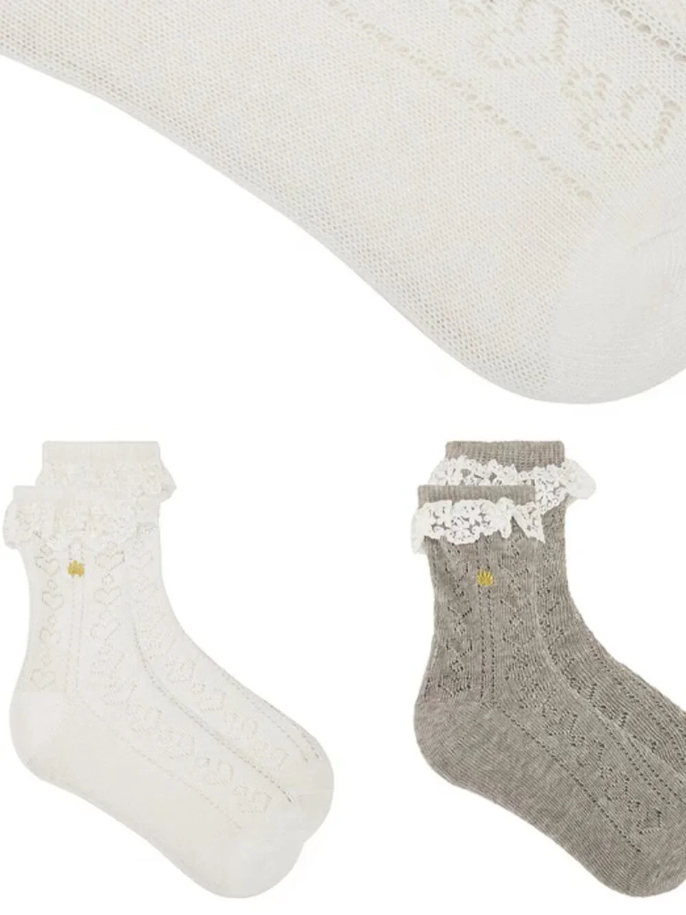 LELE SADOUGHI Set of Two Heather Socks in Ivory and Grey One Size Fits Most NWT